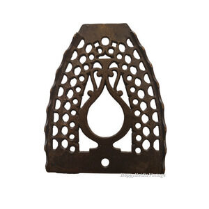 Antique Ironing Iron‎ Trivet Pot Stand Flat Tip Pierced Vessel Pattern Kitchen